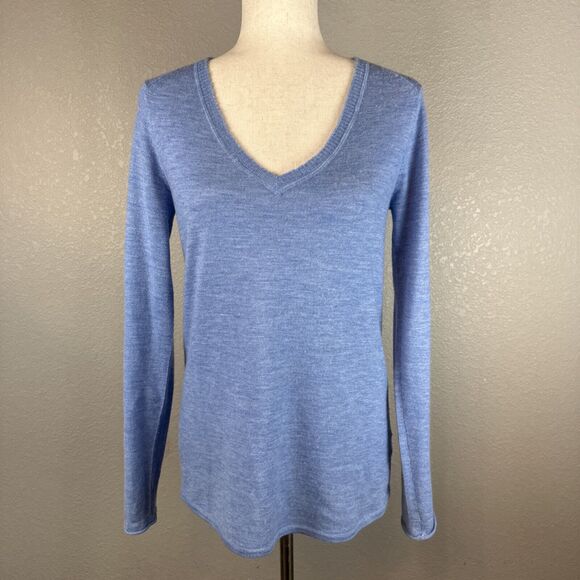 ATM Anthony Thomas Melillo Womens Sky Blue V-Neck Sweater Size S 100% Cashmere - Picture 1 of 8